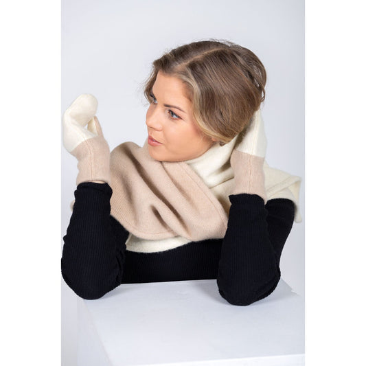 Versatile Handmade Wool Triangle Shawl - White, Beige