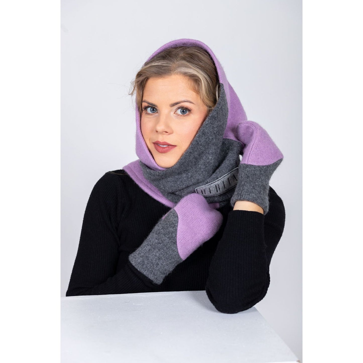 Versatile Handmade Wool Triangle Shawl - Lilac, Medium Grey
