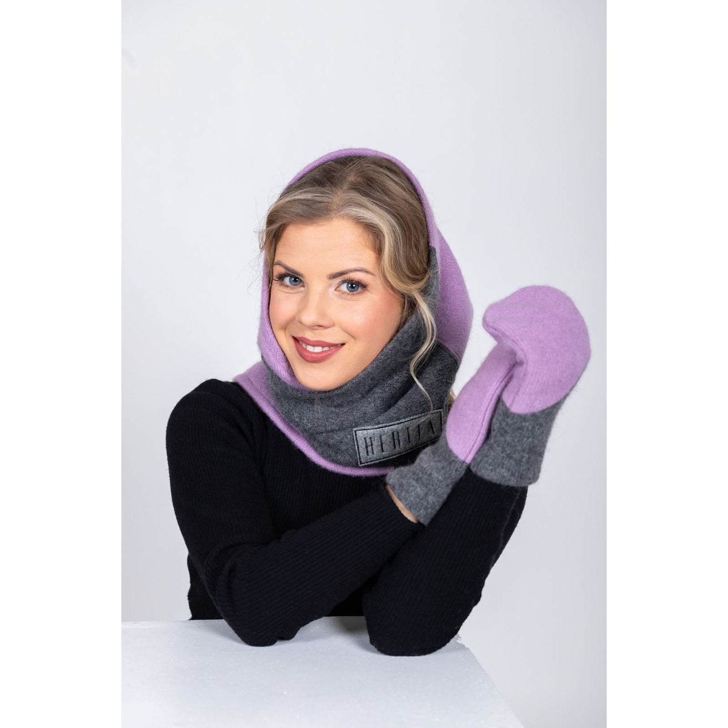 Versatile Handmade Wool Triangle Shawl - Lilac, Medium Grey