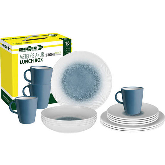 Brunner melamiiniastiasto Meteore Azur, liukueste, 16 osaa | 0830155N.C1X | 8022068080703 | Kotikauppa | Brunner