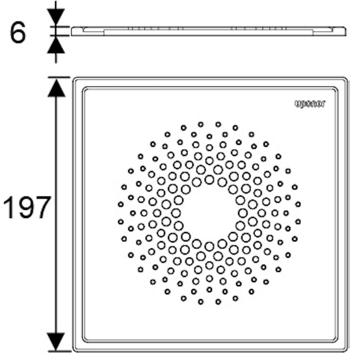 NELIÖKANSI UPONOR 197x197 ELEGANT 32mm REIKÄ RST