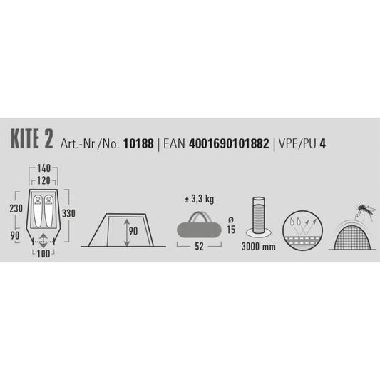 High Peak Kite 2 -tunneliteltta kahdelle hengelle