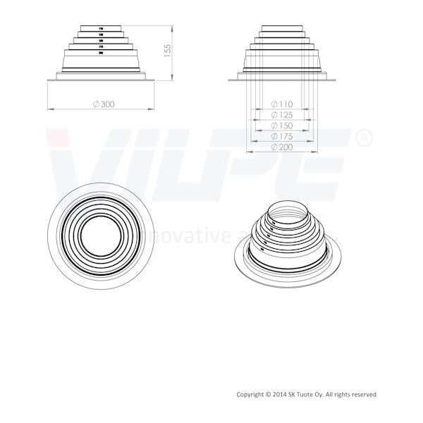 LÄPIVIENTITIIVISTE VILPE ROOFSEAL 3 SARJA 110-200 mm