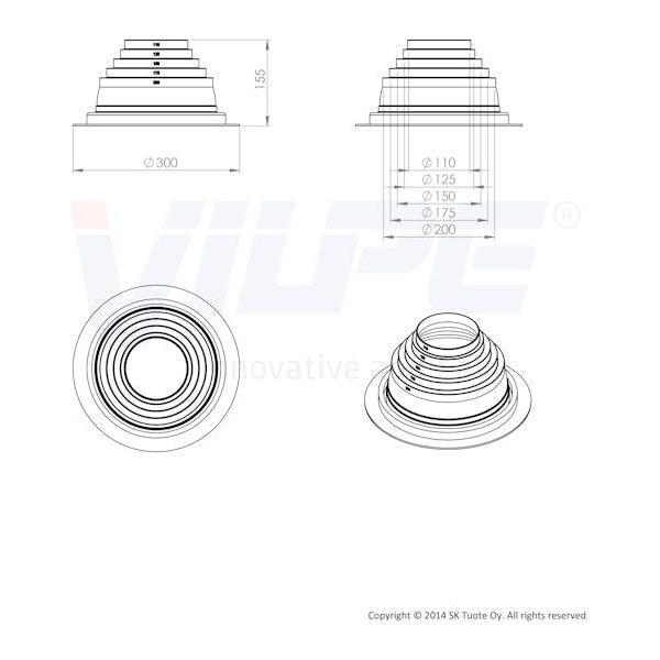 LÄPIVIENTITIIVISTE VILPE ROOFSEAL 3 SARJA 110-200 mm