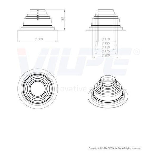 LÄPIVIENTITIIVISTE VILPE ROOFSEAL 3 SARJA 110-200 mm