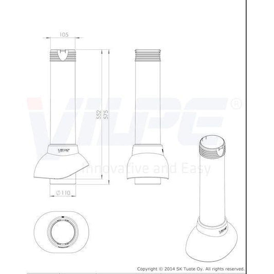 TUULETUSPUTKI VILPE 110 ERISTETTY MUSTA