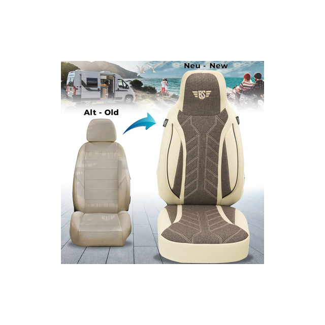 Bremer Istuinsuojat 2 kpl Ducato / Jumper / Boxer - Beige/Ruskea