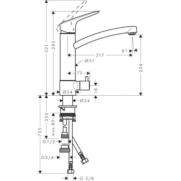 KEITTIÖHANA HANSGROHE 71859000 LOGIS 220 PKV