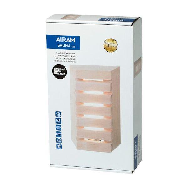 Led-saunavalaisin Airam 180TRL neliö 500lm 8W himmennettävä