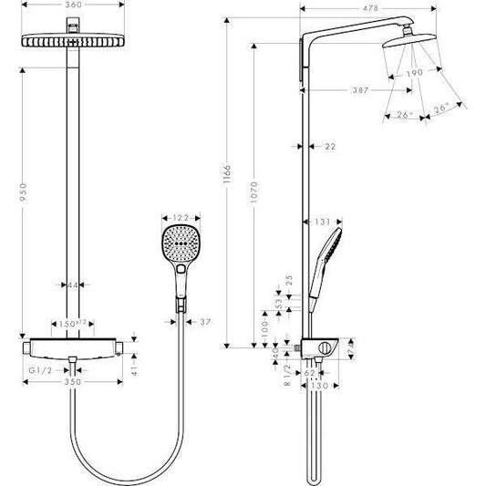 SADESUIHKUHANA HANSGROHE 26947000 RAINDAN E360 AIR NORD