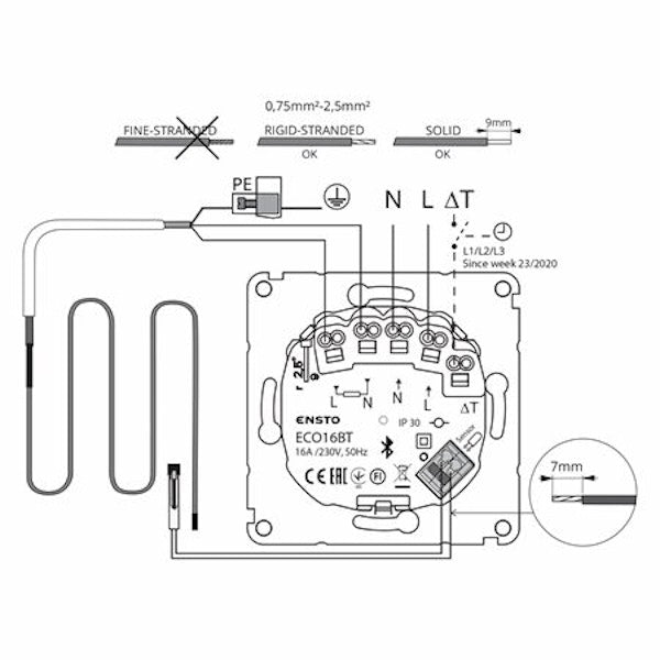 YHDISTELMÄTERMOSTAATTI ECO16BT-IN-SW 16A IP30 U