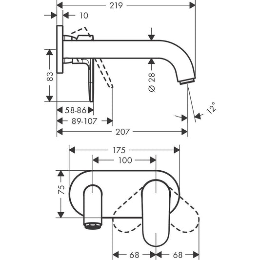 PIILOAS.PESUALLASHANA HANSGROH 71576670 VERNIS BLE SEINÄ MUSTA