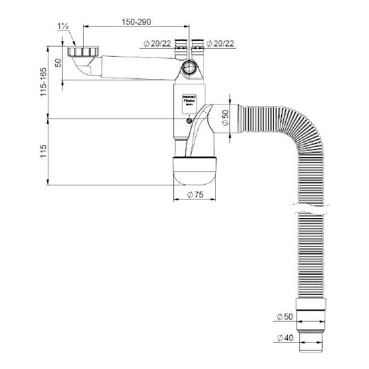 KEITTIÖVESILUKKO PREVEX FLEXLOC 1-ALTAINEN 1 1/2
