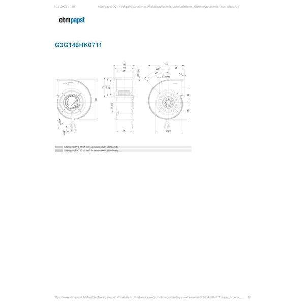 PUHALLIN EC G3G146HK0711 230V 163W OIKEA