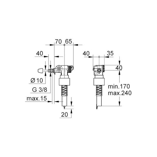 WC-VARAOSA GROHE 37095000 TÄYTTÖVENTTIILI DAL