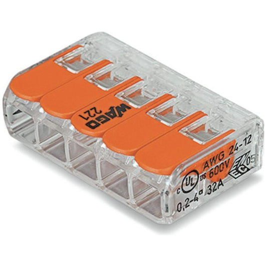 RASIALIITIN WAGO 221-415 VIPU, 5-NAP,0.14-4mm2 25kpl