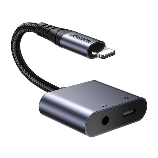 2-in-1 Audio adapter Joyroom SY-L01 Lightning to 3.5mm + Lightning (black) - Kotikauppa