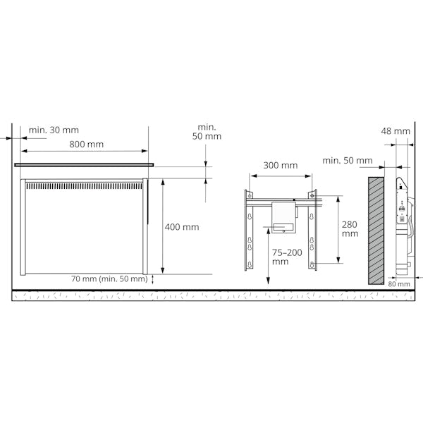 RINNAKKAISLÄMMITIN TASO 5.0 550W IP20 800x400mm