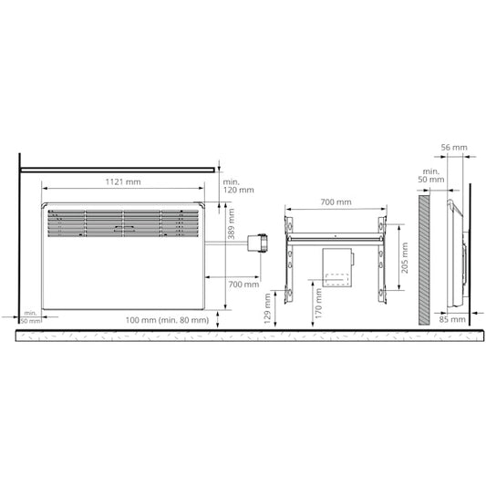 LÄMMITIN ENSTO BETA BT 1500W IP24 K 1120x390mm VALKOINEN