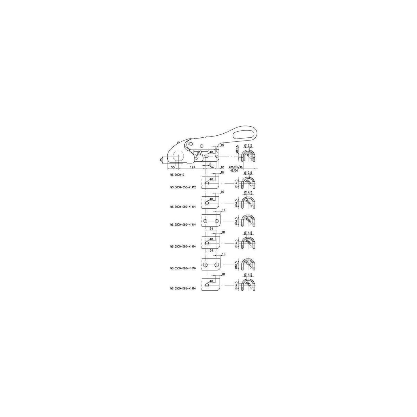 Kitkakytkin 3000 kg Winterhoff (WS 3000-D+Z 12/12vaak-vaak+pys)