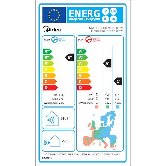 ILMALÄMPÖPUMPPU MIDEA XTREME 18 SISÄYKSIKKÖ R32