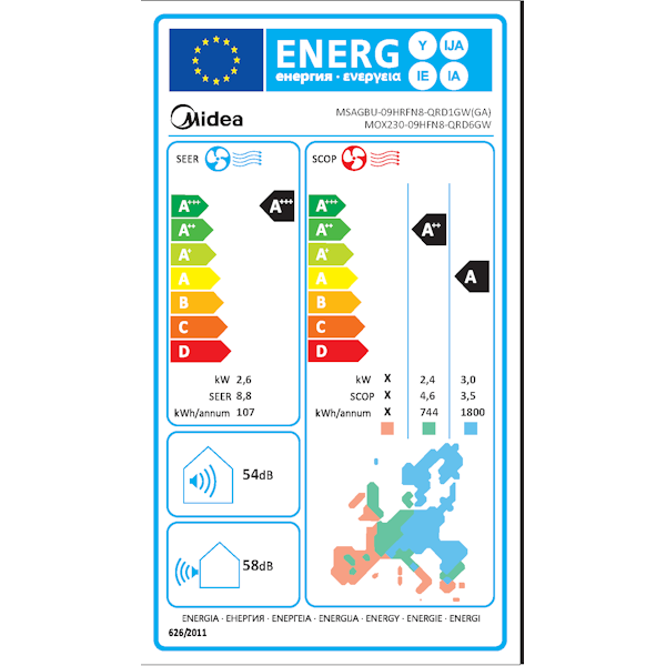 ILMALÄMPÖPUMPPU MIDEA XTREME 9 ULKOYKSIKKÖ R32