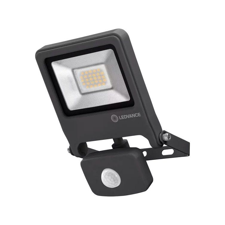 20W LED-valonheitin IP44 LEDVANCE FLOOD SENSOR 4000K 1700lm tummanharmaa, liiketunnistimella