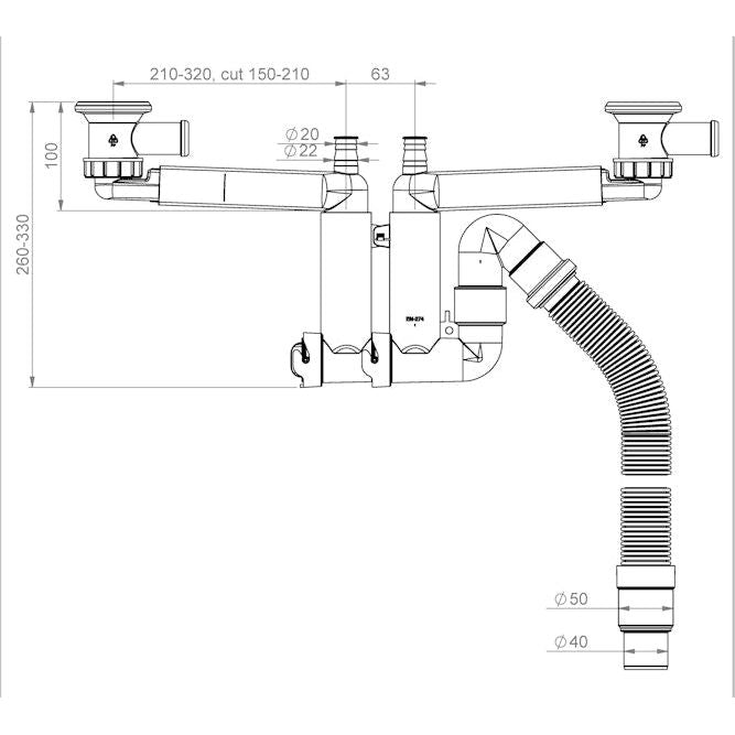KEITTIÖVESILUKKO PREVEX SMARTLOC 2-ALTAINEN 70mm SIHTI