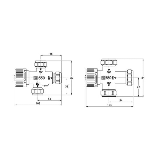 SEKOITUSVENTTIILI LK 22mm TAKAISKULLA 550 AQUAMIX