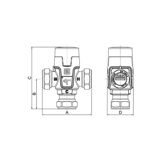 SEKOITUSVENTTIILI LK 22mm 551 HYDROMIX 35-65C
