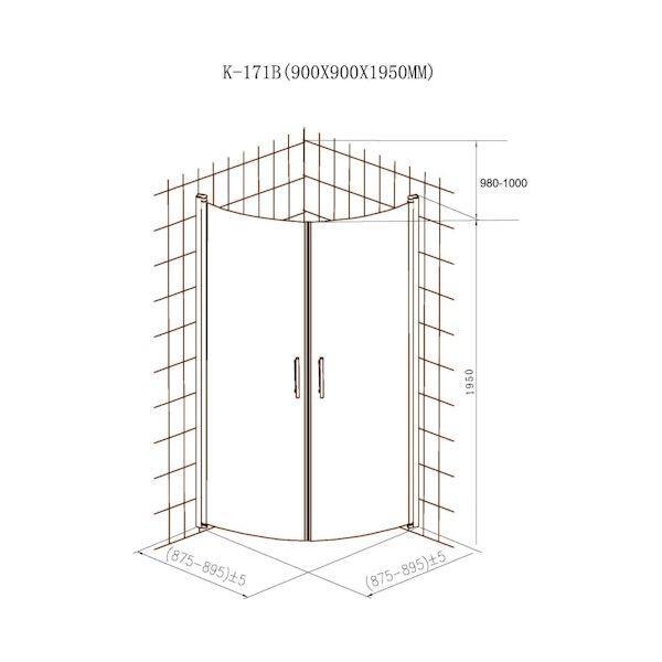 SUIHKUNURKKA OPAL 90x90x195 5mm KIRKAS LASI (CBY951)