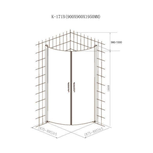 SUIHKUNURKKA OPAL 90x90x195 5mm KIRKAS LASI (CBY951)