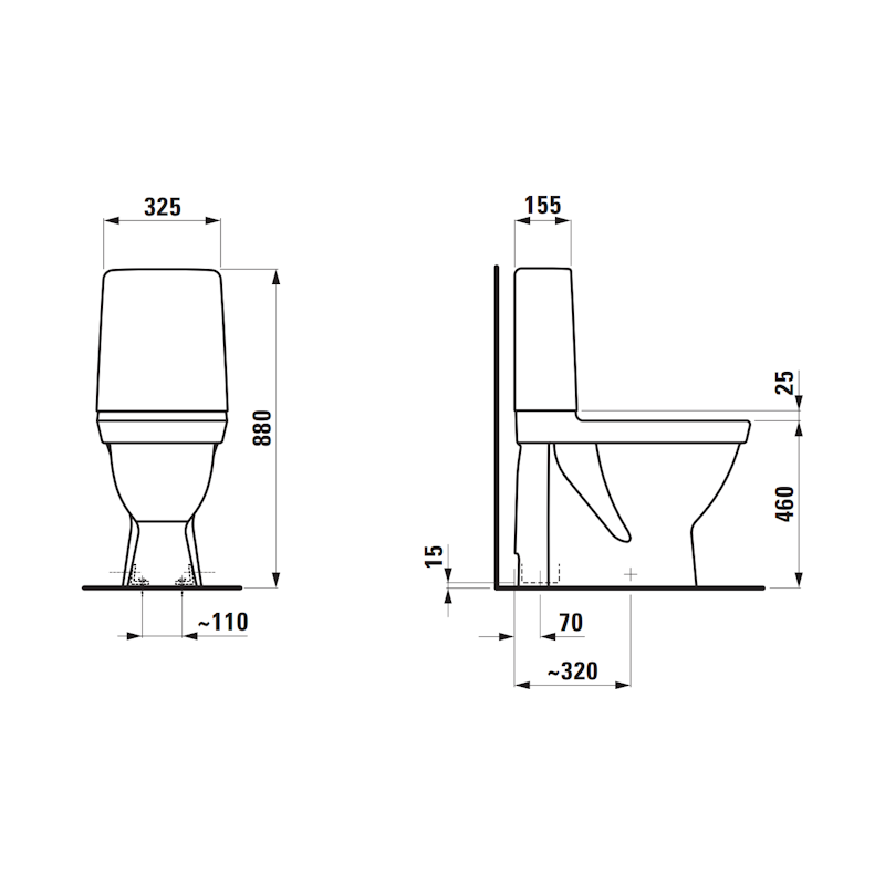 WC-ISTUIN EI KANTTA LAUFEN KOMPAS KORKEA PIILO S RIMLESS