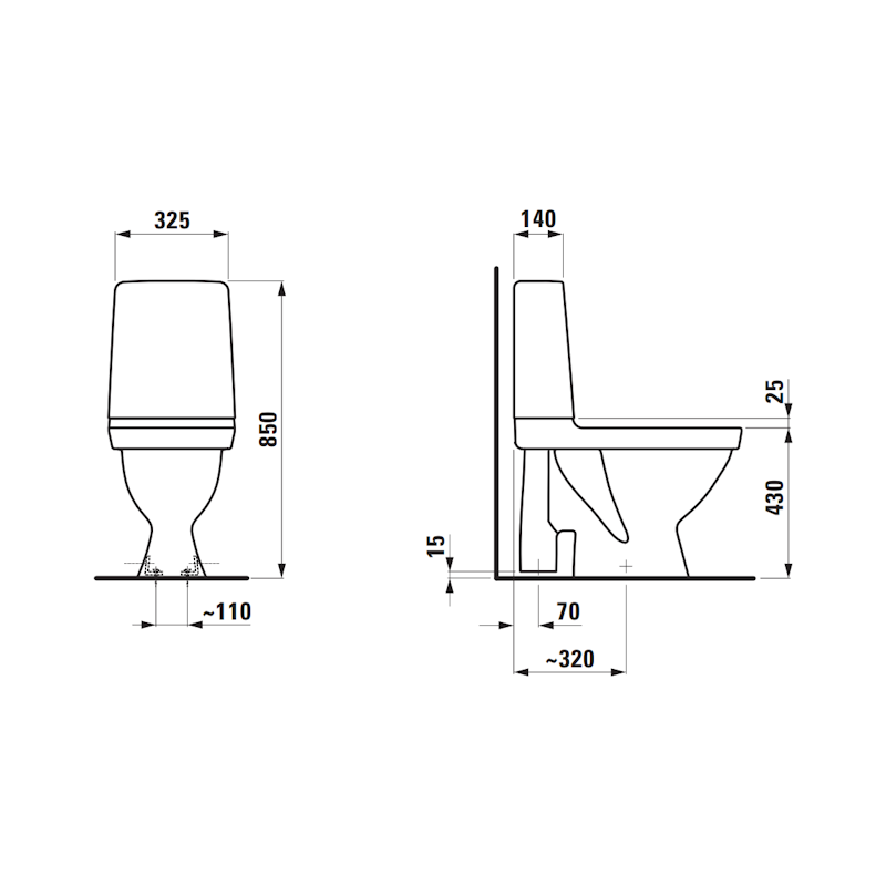 WC-ISTUIN EI KANTTA LAUFEN KOMPAS AVOIN S RIMLESS