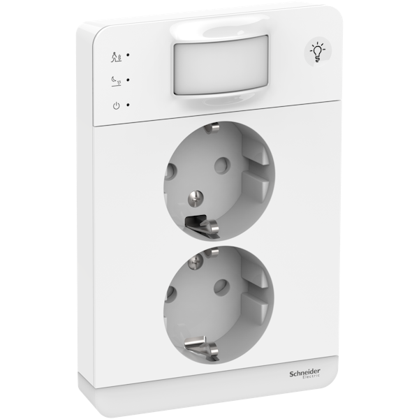 Pistorasia Schneider Electric Exxact 2-osainen peitelevyllä liiketunnistin 160° ja valo integroituna JL 2X IP21 valkoinen