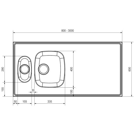 Tiskipöytä KWC Nestori 1000 1000x600 mm rst