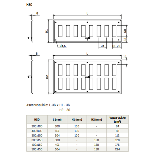 VAPAAVIRTAUSSÄLEIKKÖ HSO 500X150