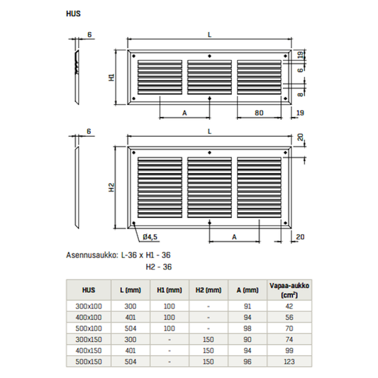 VAPAAVIRTAUSSÄLEIKKÖ HUS 500X150