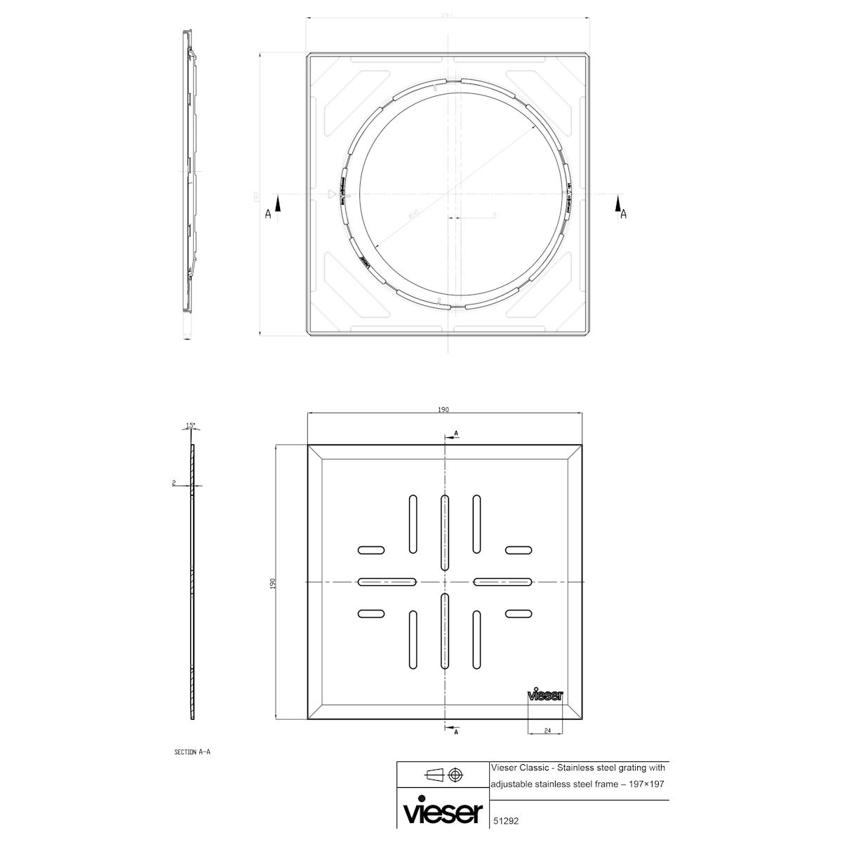 NELIÖKANSI VIESER 197x197 CLASSIC RST KEHYKSELLÄ