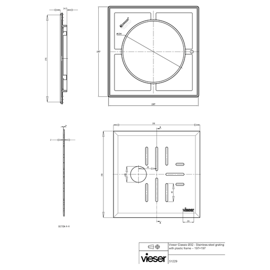 NELIÖKANSI VIESER 197x197 CLASSIC 32mm REIKÄ RST