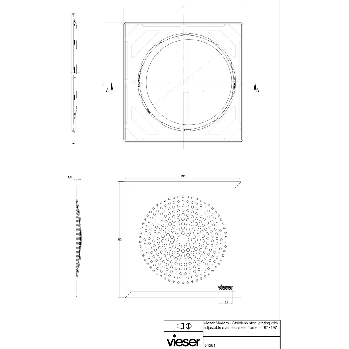 NELIÖKANSI VIESER 197x197 MODERN RST KEHYKSELLÄ