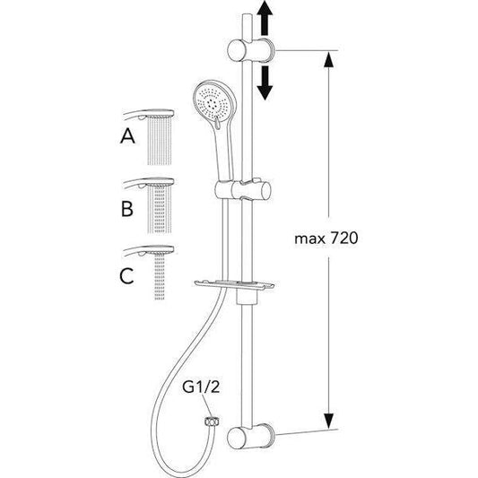 SUIHKUSETTI GUSTAVSBERG GB41106250 3-TOIMINEN KROMI