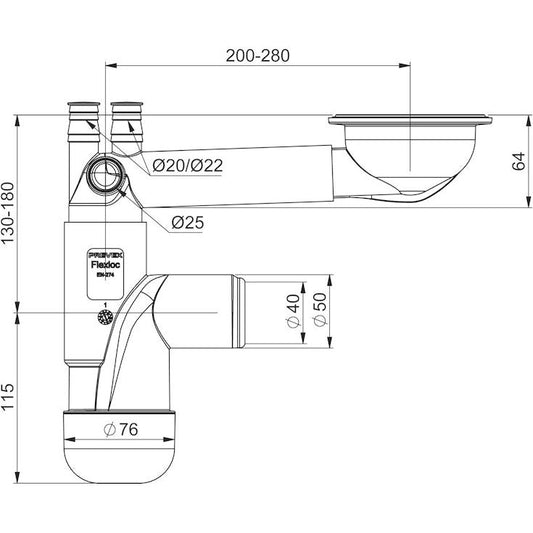 KEITTIÖVESILUKKO PREVEX FLEXLOC 1-ALT. KORIPOHJAVENTTIILI