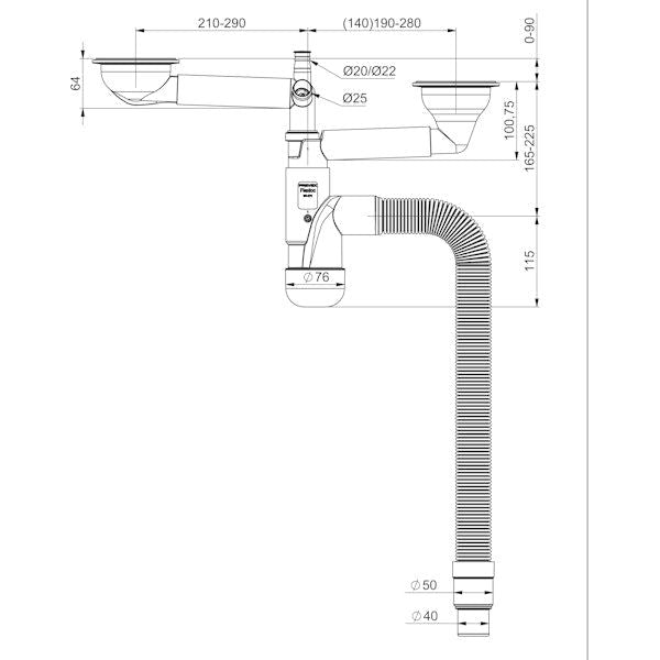 KEITTIÖVESILUKKO PREVEX FLEXLOC 2-ALT. KORIPOHJAVENTTIILI
