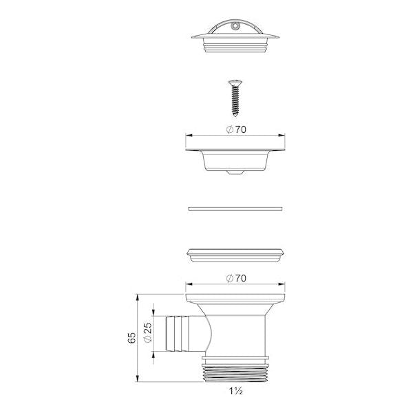 POHJAVENTTIILI PREVEX 1 1/2 YLIVUOTOYHTEELLÄ MUOVI