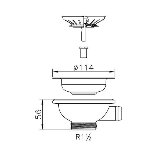 KORIPOHJAVENTTIILI PREVEX 13882 1 1/2 UK 140mm