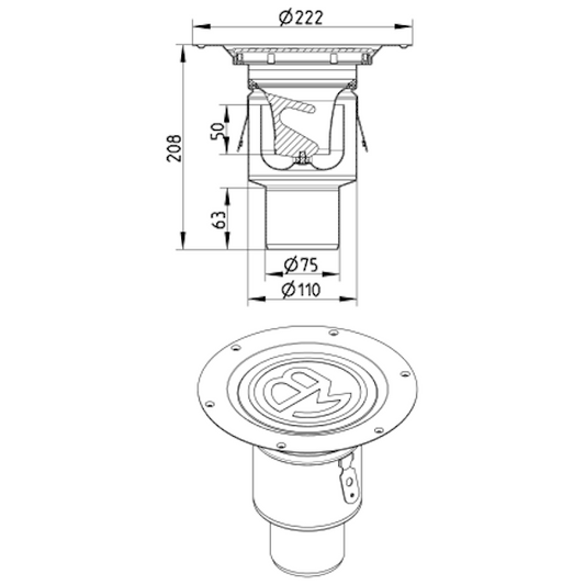 LATTIAKAIVO MULTI KIINTEÄ HST 75 PYSTY SIS.VESILUKKO