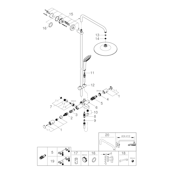 SUIHKUJÄRJESTELMÄ GROHE 26708000 EUPHORIA 260 JP