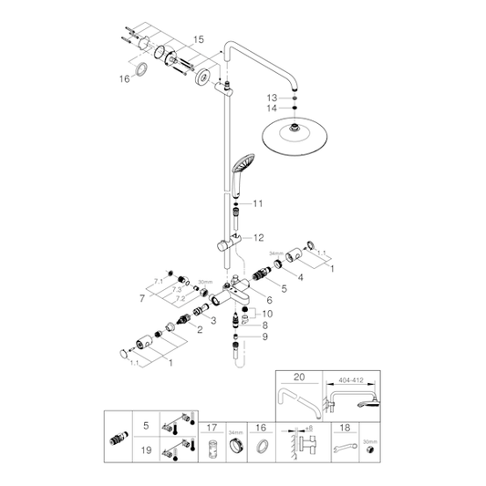 SUIHKUJÄRJESTELMÄ GROHE 26708000 EUPHORIA 260 JP