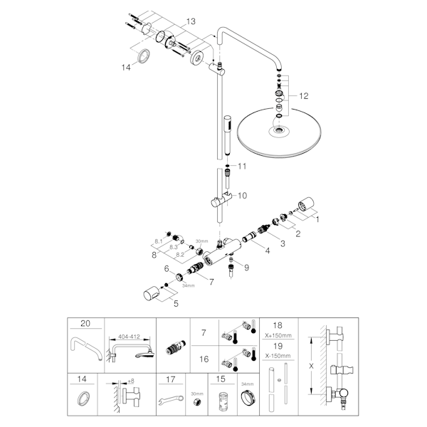 SUIHKUJÄRJESTELMÄ GROHE 26713000 RAINSHOWER 400